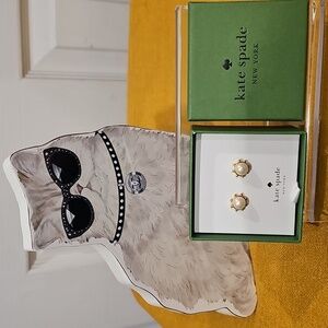 Kate Dpade Faux Pearl & Gold Flying Colors Earrings NIB MSRP $40